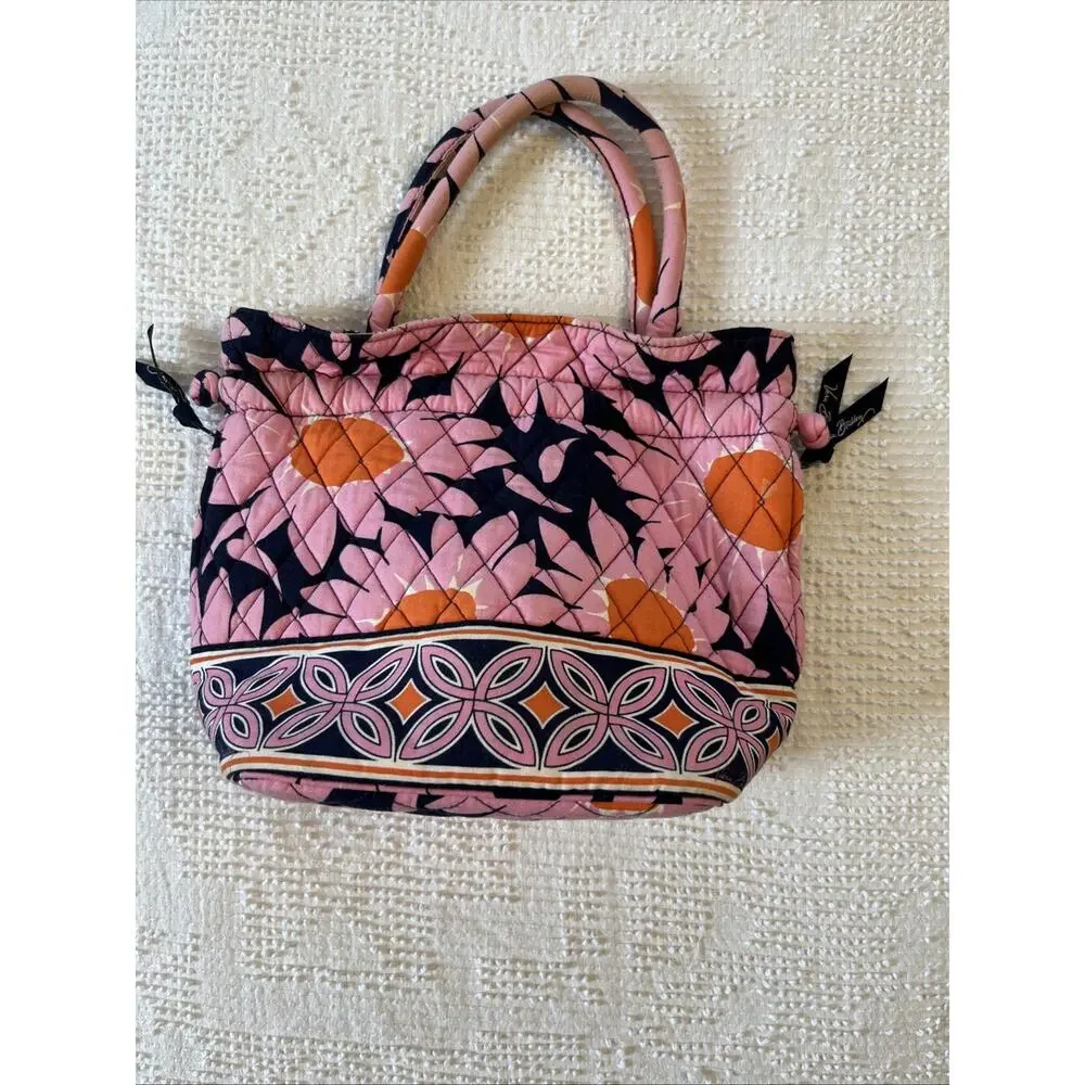 Vera Bradley Quilted Pink Floral Cinch Drawstring Handbag Bucket Bag Shoulder